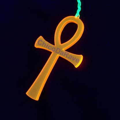 Colar Ankh 6cm laranja fluorescente