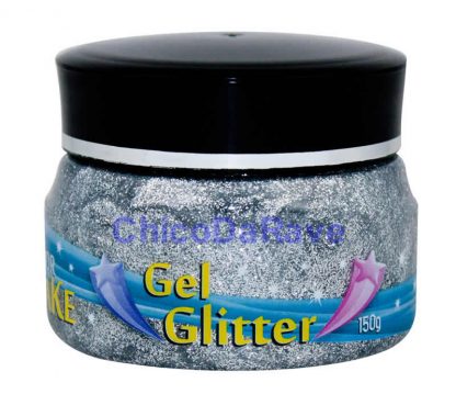 Gel glitter prateado para cabelo