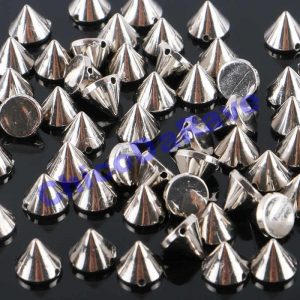 Spike 9x10mm cone prata plástico (costura)