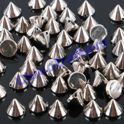 Spike 9x10mm cone prata plástico (costura)