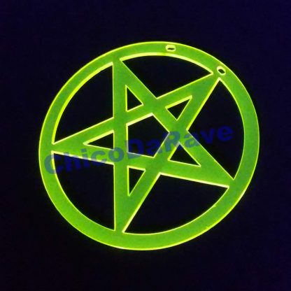 Colar pentagrama circunscrito 8cm amarelo fluorescente